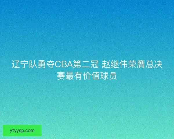 辽宁队勇夺CBA第二冠 赵继伟荣膺总决赛最有价值球员